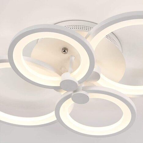 Lustra LED 112W Smart cu Telecomanda Rings 4 Alb, Telecomanda